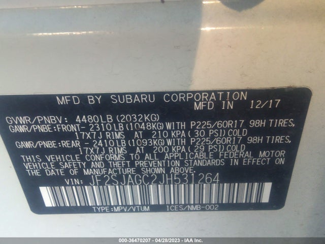 Subaru Forester Premium 2018 JF2SJAGC2JH531264 Image 10