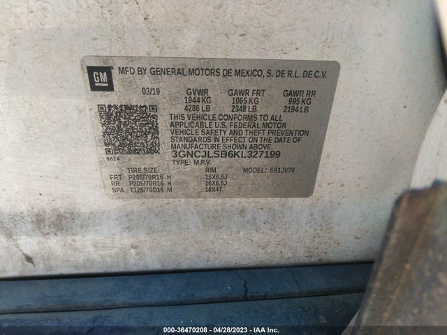 Chevrolet Trax Lt 2019 3GNCJLSB6KL327199 Image 9