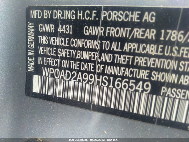 2017 Porsche 911, VIN: WP0AD2A99HS166549