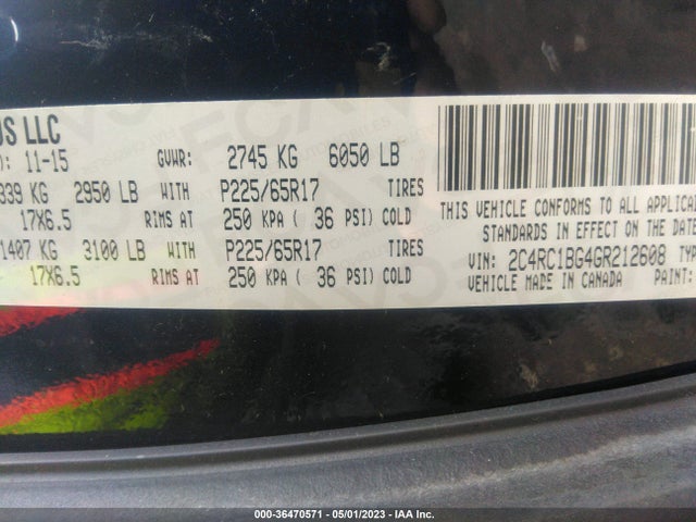 2C4RC1BG4GR212608 Chrysler Town & Country Touring