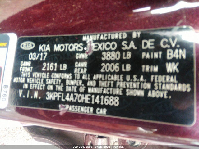 KIA FORTE LX 2017 3KPFL4A70HE141688 Image 9