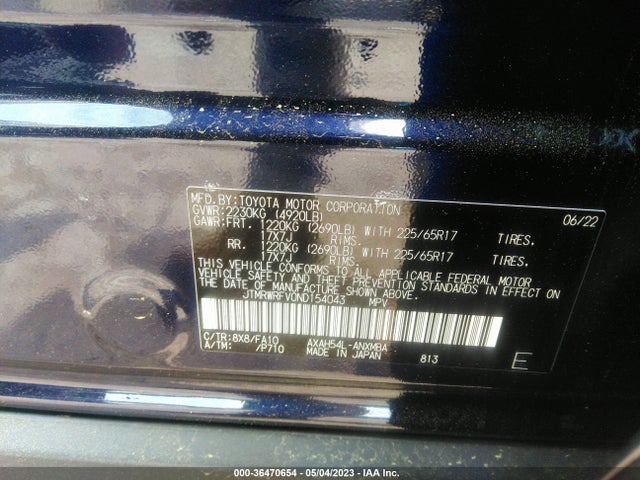 2022 TOYOTA RAV4 HYBRID XLE VIN: JTMRWRFV0ND154043