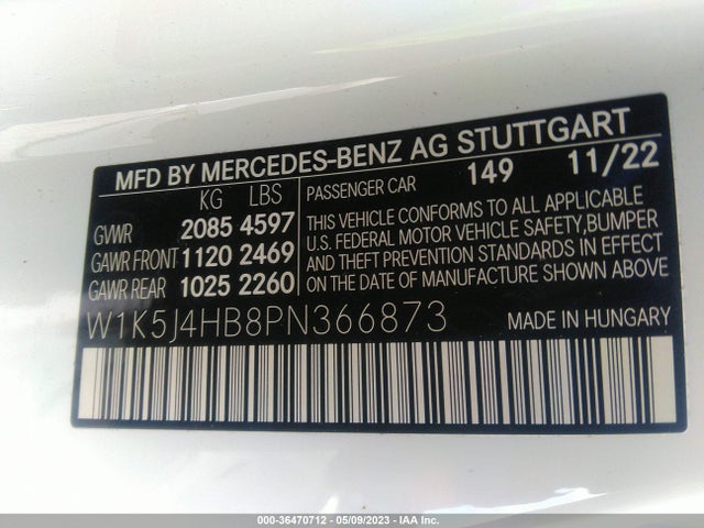 2023 Mercedes-Benz CLA-Class, VIN: W1K5J4HB8PN366873