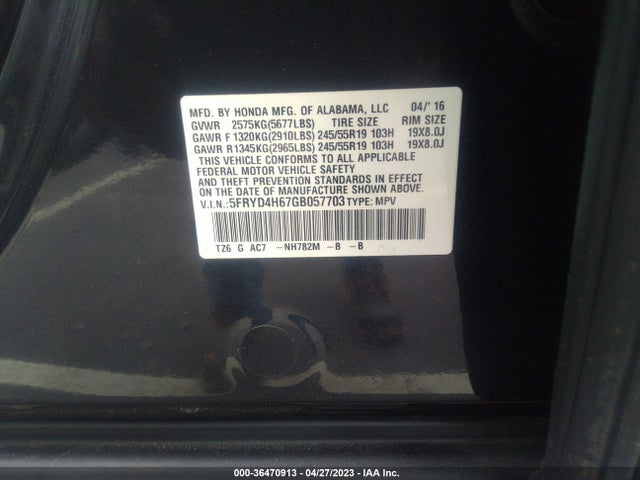 5FRYD4H67GB057703 Acura Mdx W/tech/entertainment/w