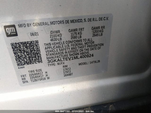 3GKALTEV1ML400924 GMC Terrain Sle