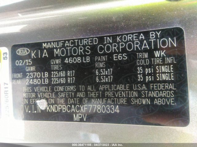 KNDPBCACXF7780334 KIA Sportage Lx