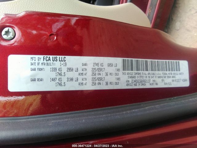 2C4RDGCG6KR621197 Dodge Grand Caravan Sxt