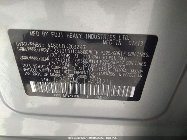 JF2SJAMC1EH404211 Subaru Forester 2.5i Touring