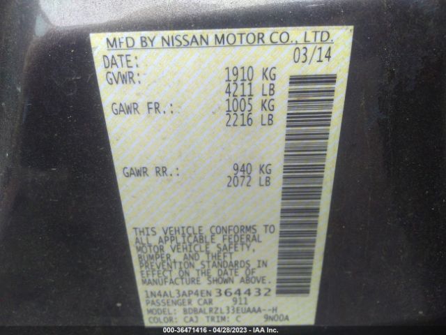 1N4AL3AP4EN364432 Nissan ALTIMA 2.5