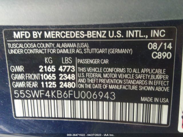 55SWF4KB6FU006943 Mercedes-Benz C-class C 300