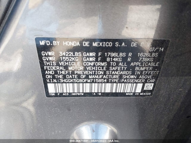Honda FIT EX 2015 3HGGK5G80FM715854 Image 9