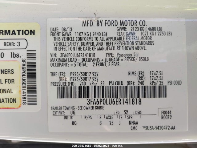 Ford Fusion Se Hybrid 2014 3FA6P0LU6ER141818 Image 9