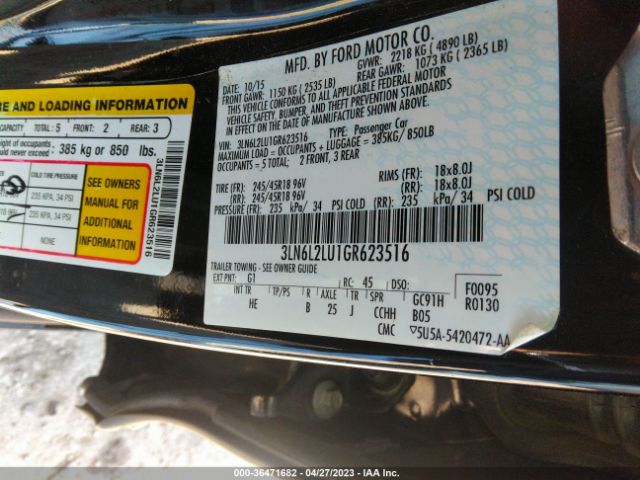 3LN6L2LU1GR623516 Lincoln MKZ HYBRID