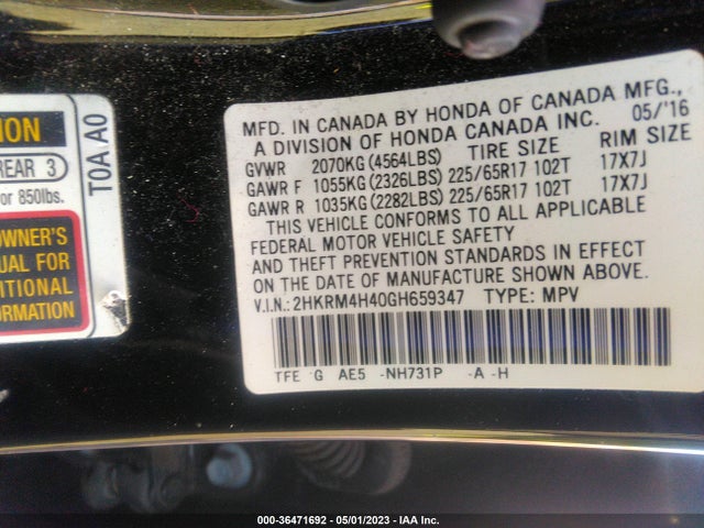 Honda CR-V SE 2016 2HKRM4H40GH659347 Image 10