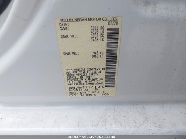 Nissan Altima 2.5 S 2020 1N4BL4BV9LC223565 Image 10