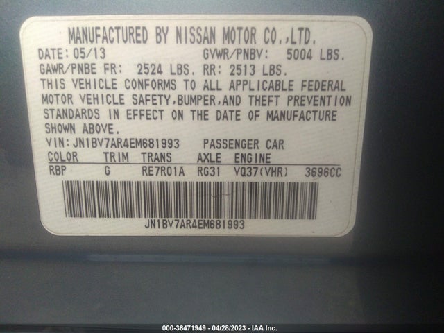JN1BV7AR4EM681993 Infiniti Q50 Premium