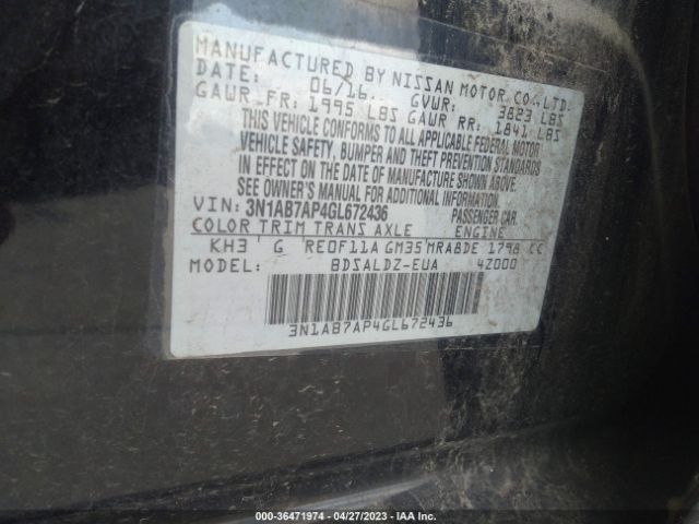 3N1AB7AP4GL672436 Nissan SENTRA SV