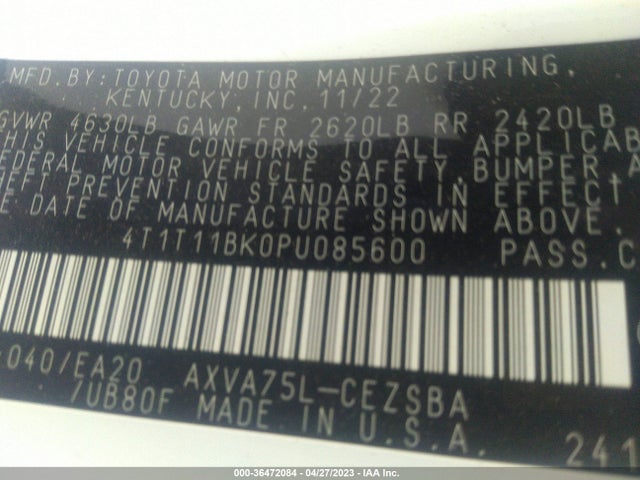 Toyota CAMRY SE 2023 4T1T11BK0PU085600 Image 9