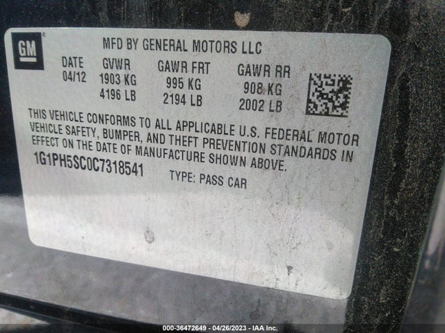 2012 CHEVROLET CRUZE LTZ VIN: 1G1PH5SC0C7318541