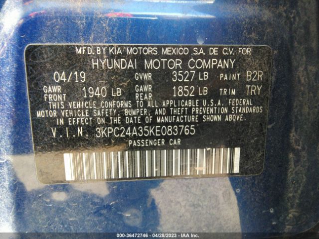 Hyundai ACCENT SE 2019 3KPC24A35KE083765 Image 9