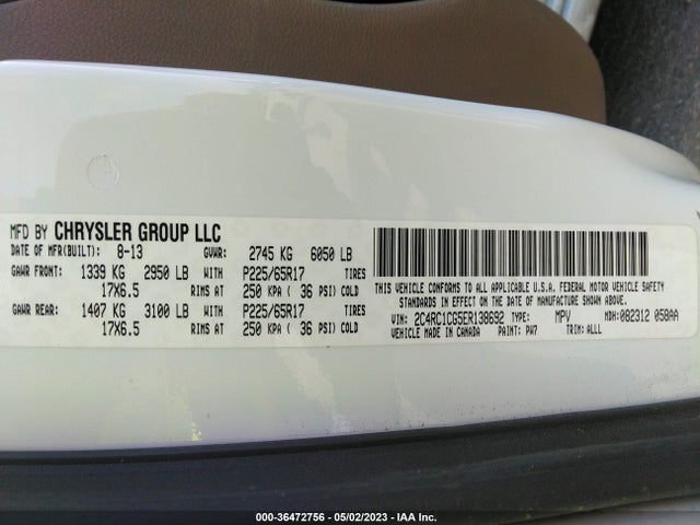 2C4RC1CG5ER138692 Chrysler Town & Country Touring-l