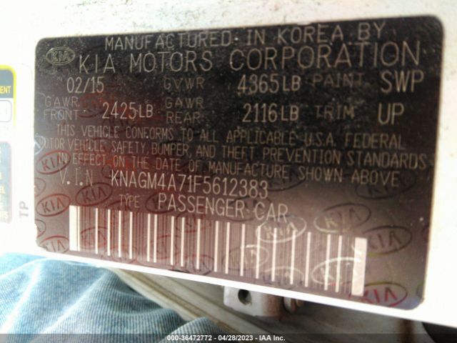 KNAGM4A71F5612383 KIA Optima Lx