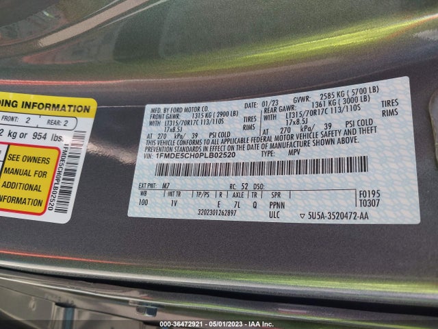 2023 Ford Bronco, VIN: 1FMDE5CH0PLB02520