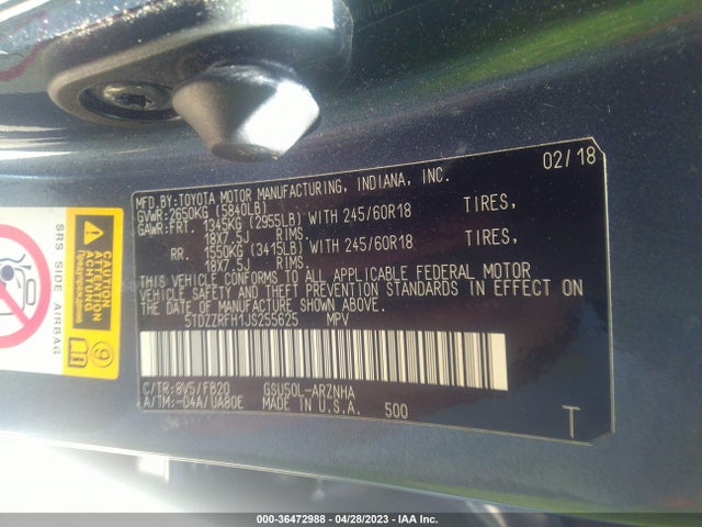 Toyota Highlander Le 2018 5TDZZRFH1JS255625 Image 9