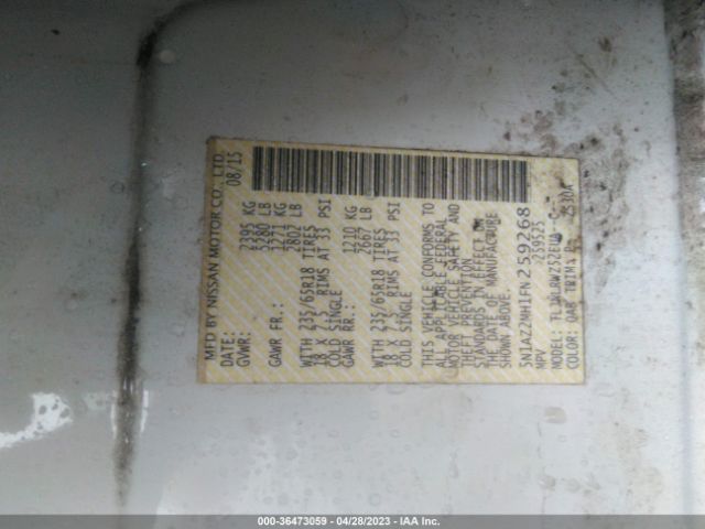 5N1AZ2MH1FN259268 Nissan MURANO SL