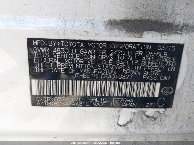 Lexus GS 350 2015 JTHBE1BL0FA010827 Image 11