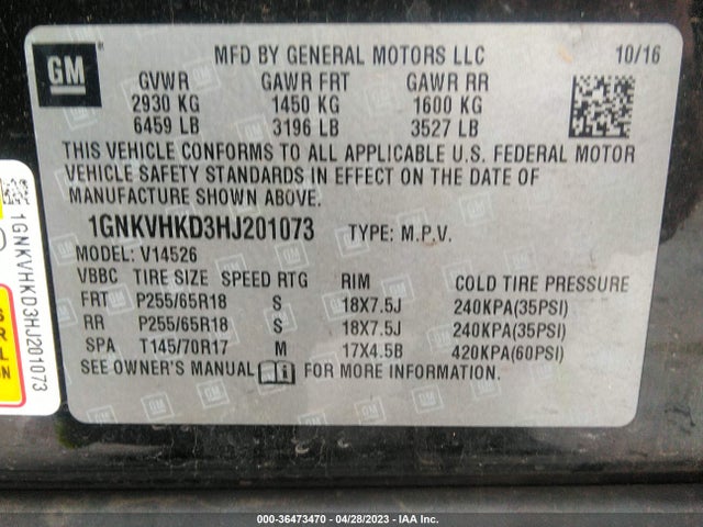 Chevrolet Traverse Lt 2017 1GNKVHKD3HJ201073 Image 9