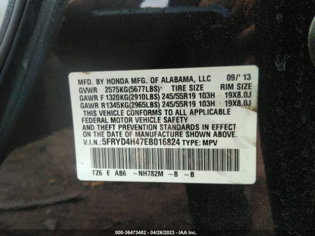 5FRYD4H47EB016824 Acura Mdx Tech Pkg