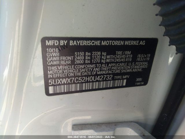 5UXWX7C52H0U42732 BMW X3 Xdrive35i