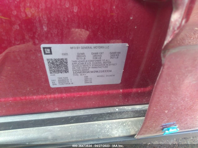 Chevrolet Traverse Lt Cloth 2021 1GNERGKW2MJ183334 Image 11