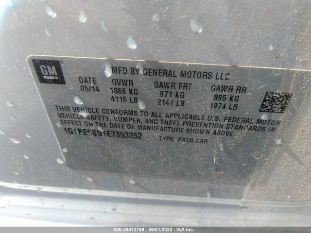 Chevrolet Cruze 2lt 2014 1G1PE5SB1E7393252 Image 9