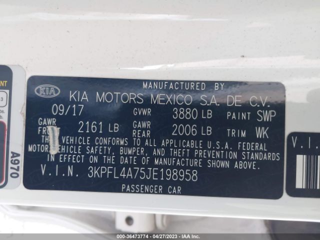 3KPFL4A75JE198958 KIA FORTE LX