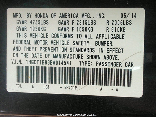 Honda Accord Coupe Ex-l 2014 1HGCT1B83EA014541 Image 9