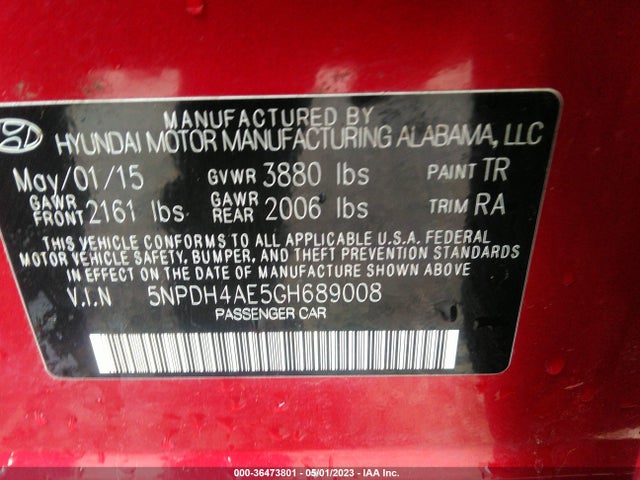 Hyundai ELANTRA SE 2016 5NPDH4AE5GH689008 Image 9
