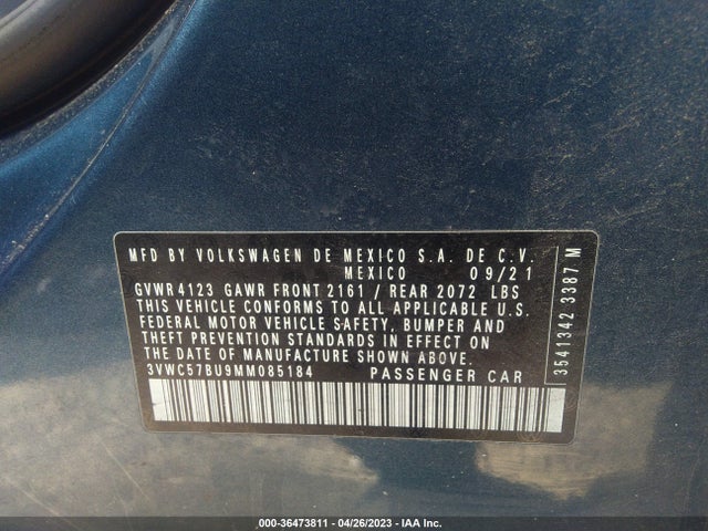 3VWC57BU9MM085184 Volkswagen Jetta S/se/r-line