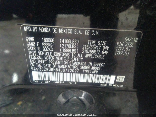 Honda HR-V EX 2018 3CZRU6H54JG722027 Image 9