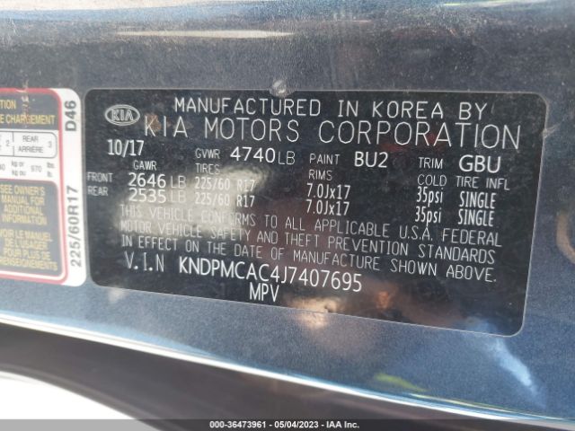 KNDPMCAC4J7407695 KIA Sportage Lx