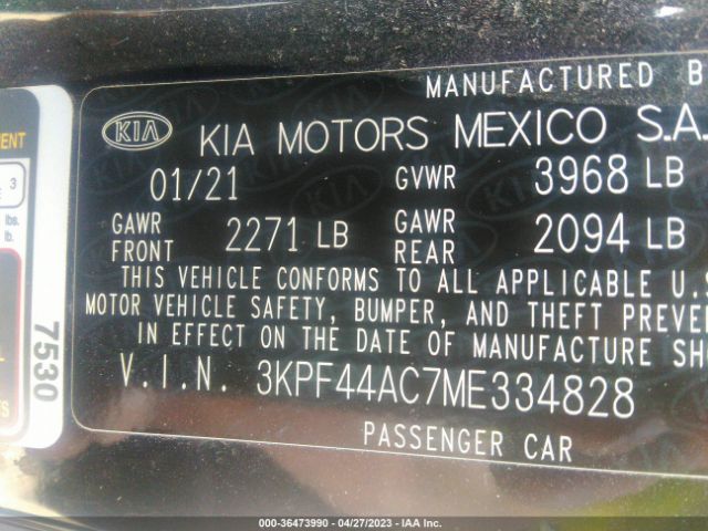 3KPF44AC7ME334828 KIA FORTE GT