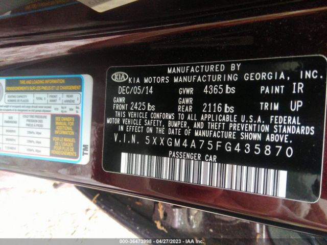 5XXGM4A75FG435870 KIA Optima Lx