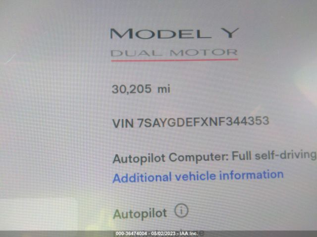 7SAYGDEFXNF344353 Tesla Model Y Performance