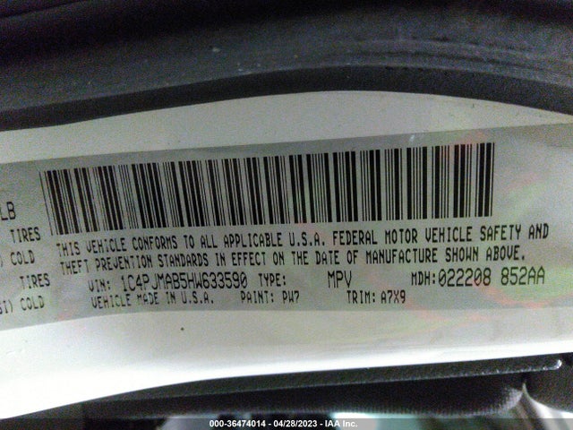 1C4PJMAB5HW633590 Jeep Cherokee Sport 4x4