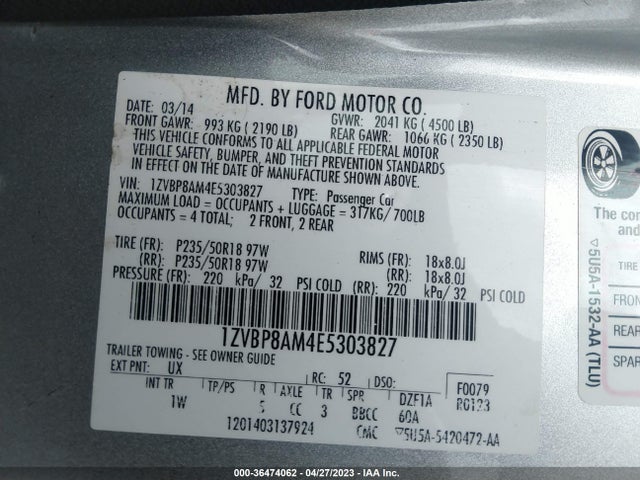 Ford Mustang V6 2014 1ZVBP8AM4E5303827 Image 9
