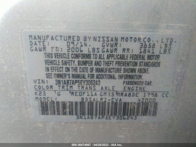 3N1AB7AP5EY306243 Nissan SENTRA SR