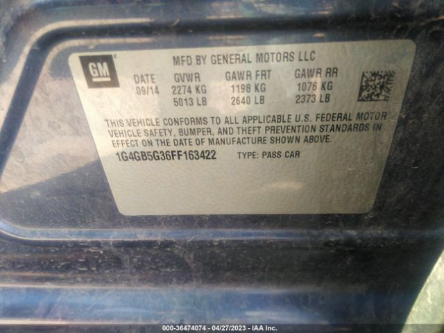 1G4GB5G36FF163422 Buick Lacrosse Leather
