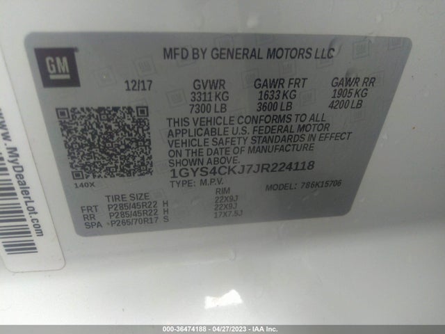 1GYS4CKJ7JR224118 Cadillac Escalade Premium Luxury