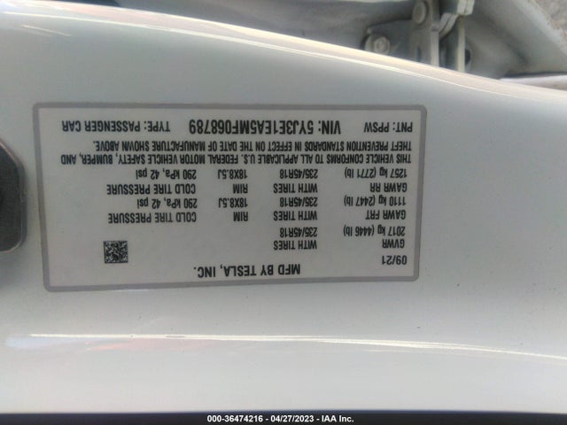 Tesla Model 3 Standard Range Plus 2021 5YJ3E1EA5MF068789 Image 11